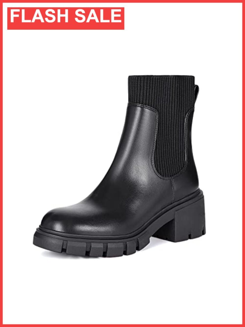 Chunky Platform Chelsea Ankle Boots PU Suede 2.36'' Block Heel